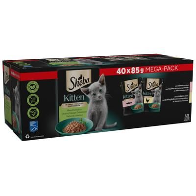 40x85g Mixed Selection in Gravy Kitten Mega Pack Pouches Sheba Wet Cat Food