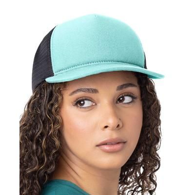 Big Accessories BA708 Bend Foam Trucker in Aquamarine/Black | Nylon