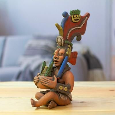 Offering to Corn,'Hand-Painted Folk Art Traditional Ceramic Sculpture'