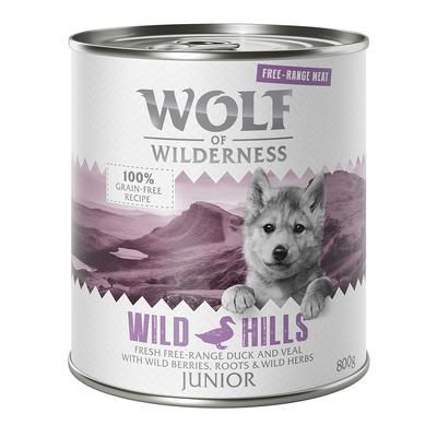 6x800g Junior Duck, Veal Free-Range Wolf of Wilderness Wet Dog Food