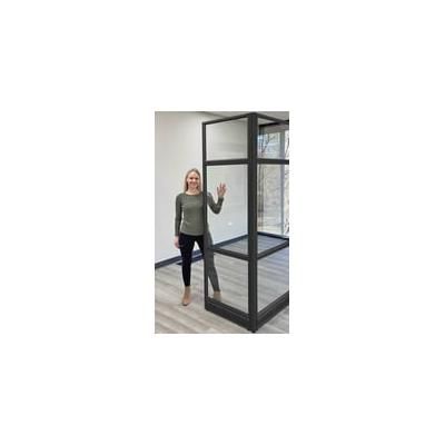7-Foot High Clear Glass Office Panels w/ Black Frame - 24"W x 7'H - See Other Sizes
