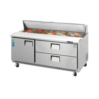 Everest Refrigeration EPBNR3-D2 71 1/8" EPB Series Sandwich/Salad Prep Table w/ Refrigerated Base, 115v, 1 Door, 2 Drawers, Stainless Steel