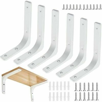 6pcs Equerre Etagere Murale Blanche Equerre Fixation Etagere Support Étagère Murale Métal Equerre