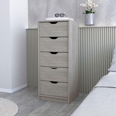 Dillon Narrow 5 Drawer Dresser, Tall Chest of Drawers ,Concrete Gray – FM Furniture FM10062CLT