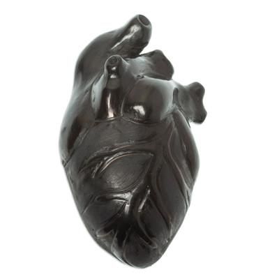 Whole Heart,'Handmade Black Clay Sculpture'