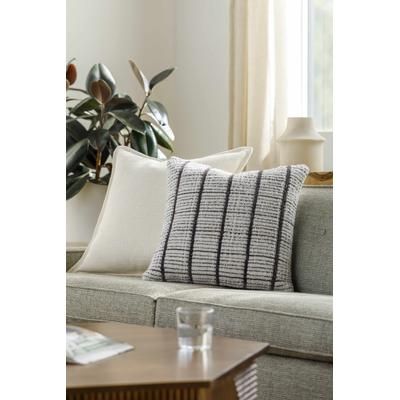 Yamha 18" Square Rustic Slate Blue/Silver Gray/Metallic Silver Throw Pillow - Boutique Rugs