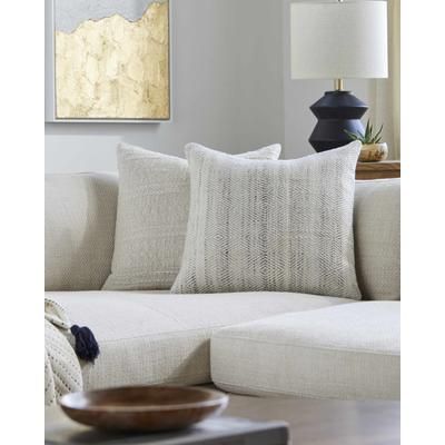 Zayda 22" Square Cottage Light Gray/Slate Blue/Medium Gray/Cream Outdoor Throw Pillow - Boutique Rugs