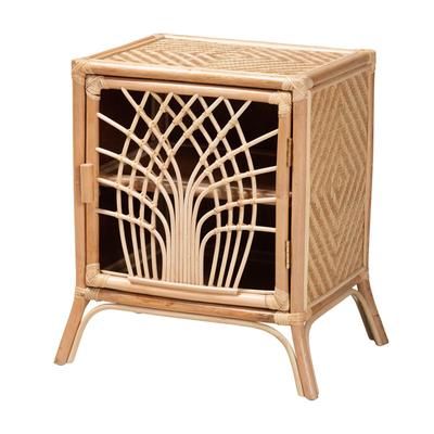 Danna Modern Bohemian Natural Brown Rattan Nightstand by Baxton Studio in Natural Brown Rattan