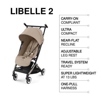 Cybex Libelle 2 Compact Stroller (with 1 Pull Harness) - Almond Beige