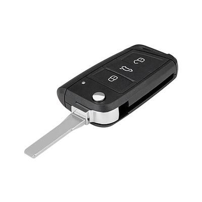 Guscio di ricambio per chiave telecomando auto a 3 pulsanti, copertura pieghevole per telecomando senza chiave con lama non tagliata, alloggiamento chiave resistente per Volkswagen VW MK7 Golf Seat Skoda Octavia (senza chip o circuito stampato...