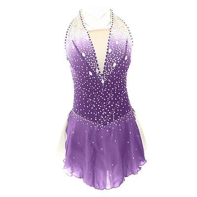 Vestito da pattinaggio artistico Per donna Da ragazza Pattinaggio sul ghiaccio Vestiti Completi Viola chiaro Rosa baby Giallo e giallo Scollatura posteriore Elastene Media elasticità Addestramento