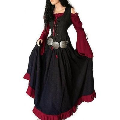 Medievale Rinascimento Abito da cocktail Costume Cosplay Abiti da Ballo Vichingo Straniero Taglie Forti Ranger Elfico Costume Per donna Celtico Halloween Carnevale Mascherata Feste LARP Fiera