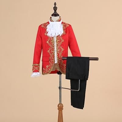 Cappotto Pantalone Colletto Settimana del libro 2026 Retrò Vintage Medievale Cappotto Pantaloni Abiti Principe Aristocratico Ricamato Tuta Completo Pantalone Costume Ragazzi Feste Giubileo di platino