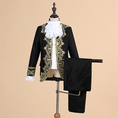 Cappotto Pantalone Colletto Settimana del libro 2026 Retrò Vintage Medievale Cappotto Pantaloni Abiti Principe Aristocratico Ricamato Tuta Completo Pantalone Costume Ragazzi Feste Giubileo di platino