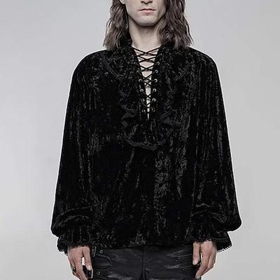 Punk Gotico Medievale Steampunk Blusa / Camicia A palloncino Vampiro Scollo a V Costume Per uomo Costumi da pirata Fantasia Reale Halloween Carnevale Feste Adulti Camicia Autunno Inverno