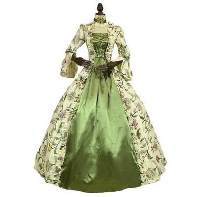 Rococò Vittoriano Medievale Lunghezza al pavimento Vestito Manica del polsino svasato Abito da ballo Costume Per donna Reale Halloween Carnevale Balli di fine anno Feste Carnevale di Venezia Vestito