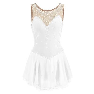 Vestito da pattinaggio artistico Per donna Da ragazza Pattinaggio sul ghiaccio Vestiti Rosa baby Blu egeo Bianco Collage Retato Da allenamento Competizione Vestiti da pattinaggio sul ghiaccio Fatto a