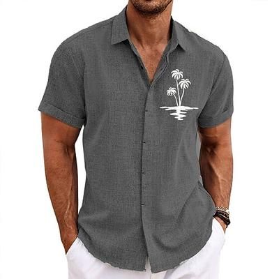 Per uomo Albero di cocco Piante tropicali Camicia Camicia hawaiana Camicia Aloha Maniche corte Camicia Collo ripiegabile Di tendenza Originale Informale Esterno Strada Informale Blu Verde Cachi S M L