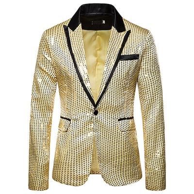 Disco Anni '80 Completi Blazer Blazer con Colletto a Revers Risvolto a punta Normale Disco Paillettes Costume Per uomo Halloween Mascherata Feste Club Parata dell'Orgoglio Adulti Cappotto