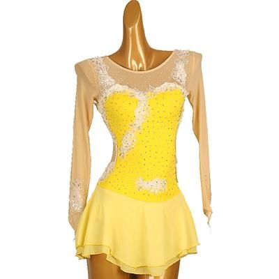 Vestito da pattinaggio artistico Per donna Da ragazza Pattinaggio sul ghiaccio Vestiti Completi Giallo Chiaro Rosa baby Lilla Floreale Retato Elastene Di pizzo Elevata elasticità Addestramento