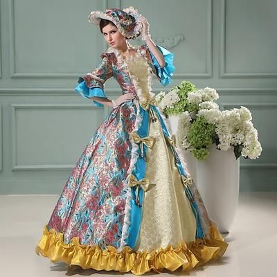 Gotico Vittoriano Ispirato al vintage Vestito Costume da festa Abito da Ballo Principessa Shakespeare Tinta unica Abito da ballo Costume Per donna Reale Halloween Carnevale San Valentino Festa serale