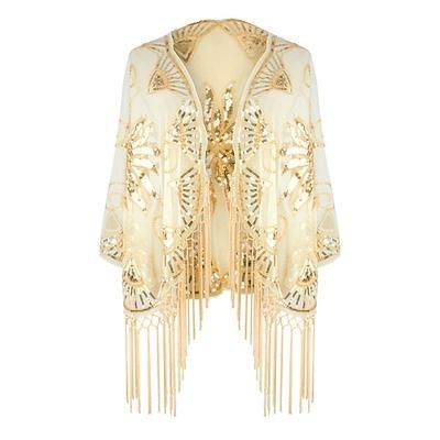 Anni Ruggenti Anni 1920 Abito da cocktail Sciarpe da flapper Il grande Gatsby Invitato al matrimonio Paillettes Frangia con nappe Costume Per donna Halloween Carnevale Mascherata Matrimonio Ospite di
