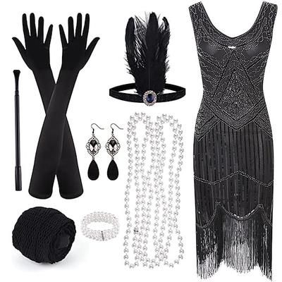 Anni Ruggenti Anni 1920 Retrò Vintage Vestito Abito Flapper Abiti Il grande Gatsby Paillettes Frangia con nappe Costume Per donna Festa / Sera Mascherata Adulti Vestito Guanti Calze Primavera Estate
