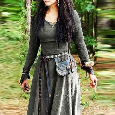 Retrò Vintage Medievale Rinascimento Vestito Costume Cosplay Abito Tunica Vichingo Ranger Elfico Costume Per donna Celtico Vichingo Halloween Carnevale Mascherata Halloween Performance LARP Adulti
