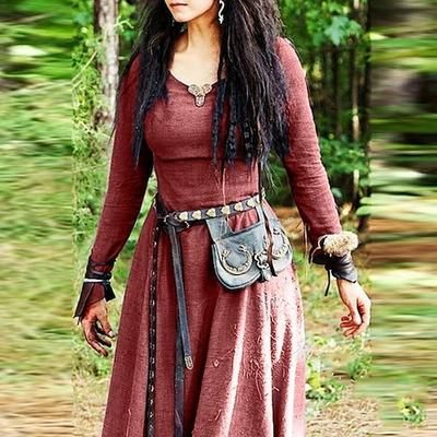 Retrò Vintage Medievale Rinascimento Vestito Costume Cosplay Abito Tunica Vichingo Ranger Elfico Costume Per donna Celtico Vichingo Halloween Carnevale Mascherata Halloween Performance LARP Adulti