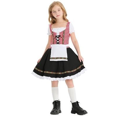 Halloween Oktoberfest Vestito Dirndl Costume Oktoberfest / Birra Bavarese Costume Cosplay Wiesn Prati Ragazze Carnevale Festa / Sera Panno in stile tradizionale