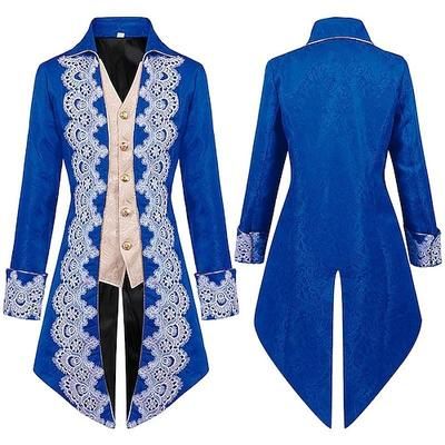 Retrò Vintage Punk Gotico Medievale Cappotto Giacca Frac Ebenezer Scrooge Dickens Principe Vampiro Elfo Jacquard Pizzo Costume Per uomo Reale Stile Steampunk Natale Halloween Carnevale Feste