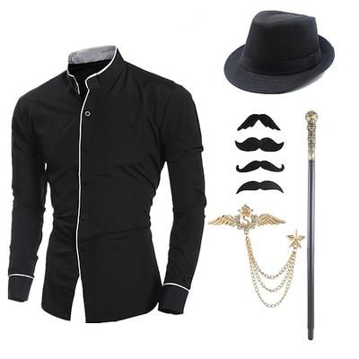 Vintage Ispirato al vintage Abiti Costume da festa Cosplay Fibbia Tinta unita Halloween Colletto italiano visibile Costume Per uomo Halloween Carnevale Festa Sera Casual Quotidiano Addio al Nubilato