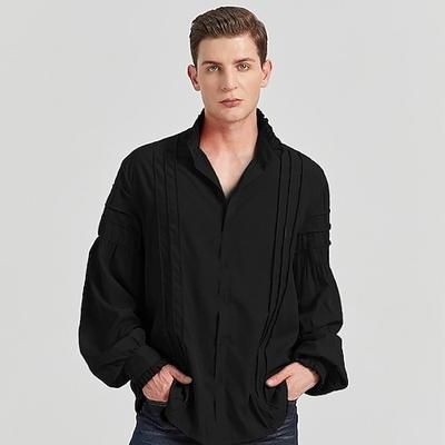 Retrò Vintage Punk Gotico Medievale Blusa / Camicia Mascherata Vampiro Cavaliere Straniero Con Volant Tinta unita Costume Per uomo Costumi da pirata Fantasia Reale Carnevale Mascherata Performance