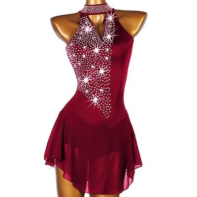 Vestito da pattinaggio artistico Per donna Da ragazza Pattinaggio sul ghiaccio Vestiti Rosa baby Viola scuro Viola chiaro Scollatura posteriore Retato Elastene Elevata elasticità Competizione Vestiti