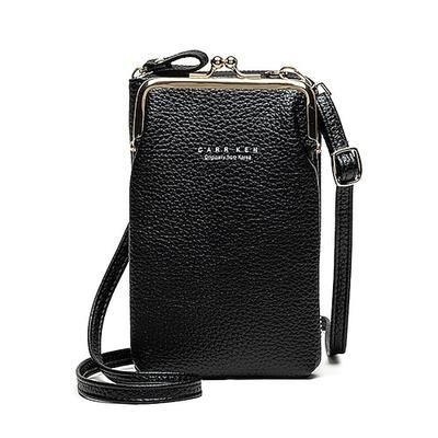 borsa a tracolla da donna in similpelle nera con chiusura a scatto dorata - borsa da donna compatta ed elegante per l'uso quotidiano