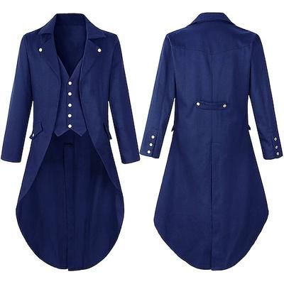 Capotto Medievale Punk e Gotico Retro Vintage Tuxedo Cappotto da Codino Vampiro Cavaliere Abbigliamento Elegante Uomo Steampunk Natale Performance Festa Sera LARP Cappotto per Adulti Costume