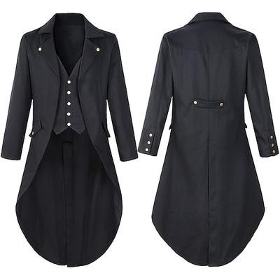 Capotto Medievale Punk e Gotico Retro Vintage Tuxedo Cappotto da Codino Vampiro Cavaliere Abbigliamento Elegante Uomo Steampunk Natale Performance Festa Sera LARP Cappotto per Adulti Costume