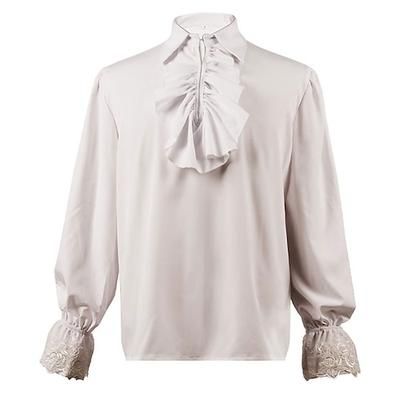 Retrò Vintage Vittoriano Medievale Blusa / Camicia Costume Cosplay Mascherata Vampiro Con Volant Costume Per uomo Costumi da pirata Fantasia Reale Halloween Carnevale Mascherata Evento / Festa Adulti