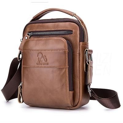 Per uomo Borsa a tracolla Borsa a tracolla Sacchetto del telefono mobile Cuoio Giornaliero Ufficio e carriera A fantasia / stampa Tinta unica Nero Marrone Caffè