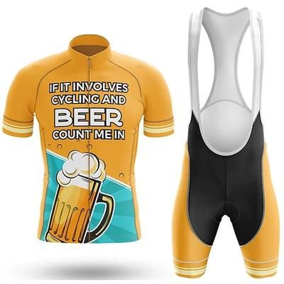 Per uomo Maglia da ciclismo con pantaloncini con bretelle Manica Corta Mountain Bike MTB Ciclismo su strada Estate Primavera Nero Rosso Blu Reale Grafico Divertente Bikes And Beer Riding Club