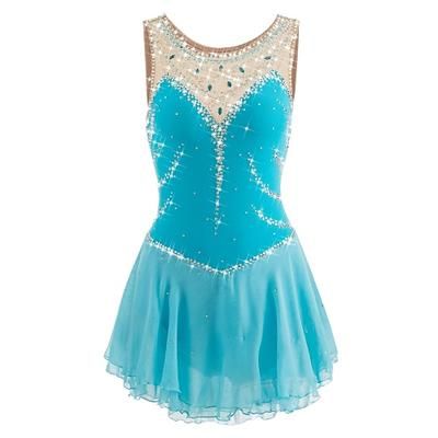 Vestito da pattinaggio artistico Per donna Da ragazza Pattinaggio sul ghiaccio Vestiti Rosa baby Blu egeo Bianco Collage Retato Da allenamento Competizione Vestiti da pattinaggio sul ghiaccio Fatto a