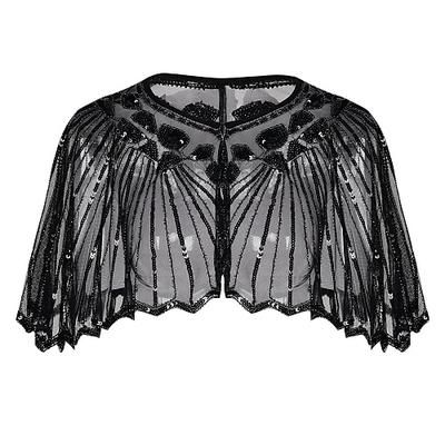 Scialle Retrò Anni Ruggenti Anni 1920 Sciarpe da flapper Normale Il grande Gatsby Charleston Invitato al matrimonio Paillettes Geometrico Linea ad A Capo Costume Per donna Natale Carnevale Capodanno
