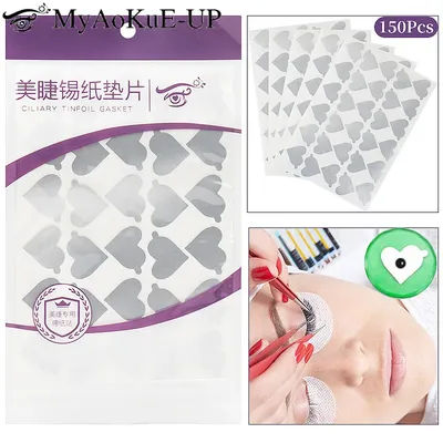 300pcs Disposable Eyelash Glue Holder Foil Pallet Eyelash Extension Glue Pads Heart Lashes Stickers Stand on Lash Jade Stone