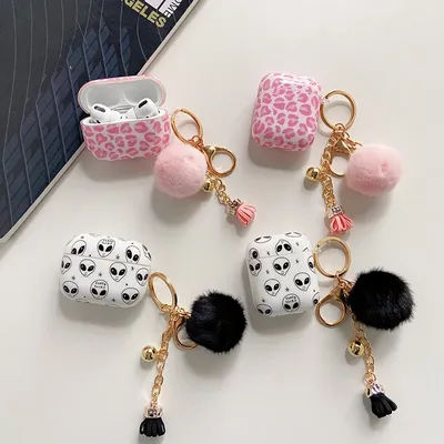 Plush ball Pendant Protector for Apple Airpods 1 2 3 Wireless Earphone Silicone Protector for