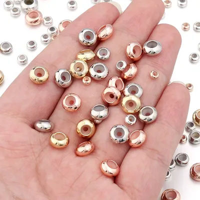 20Pcs Copper Crimp End Beads Stopper Spacer Beads With Rubber Silicone For DIY Bracelet Jewelry Making Supplies Accessories