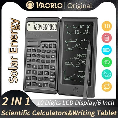 VAORLO 2 IN 1 Foldable Scientific Calculators With 6 Inch Writing Tablet Digital Drawing Pad