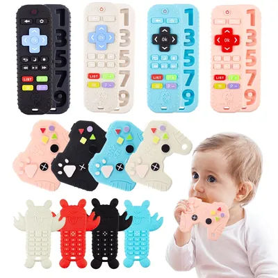 Silicone Baby Teether Toys BPA Free Remote Control Shape Teether Rodent Gum Pain Relief Teething Toy Kids Sensory Educational