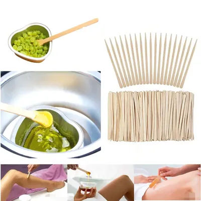 100PCS Disposable Wooden Waxing Stick Wax Bean Wiping Wax Tool Hair Removal Beauty Bar Wooden Tongue Depressor Beauty Tool