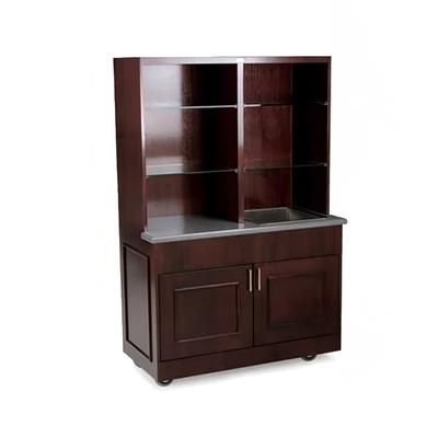Forbes Industries 5868 Mobile Back Bar w/ 2 Doors & 2 Compartment Top Shelf - 48"L x 24"W x 72"H, Wood & Avonite, Brown