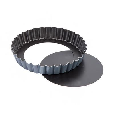 Matfer Bourgeat 331685 Exopan 11" Round Fluted Tartlet Mold w/ Removable Bottom - Non-Stick, Steel